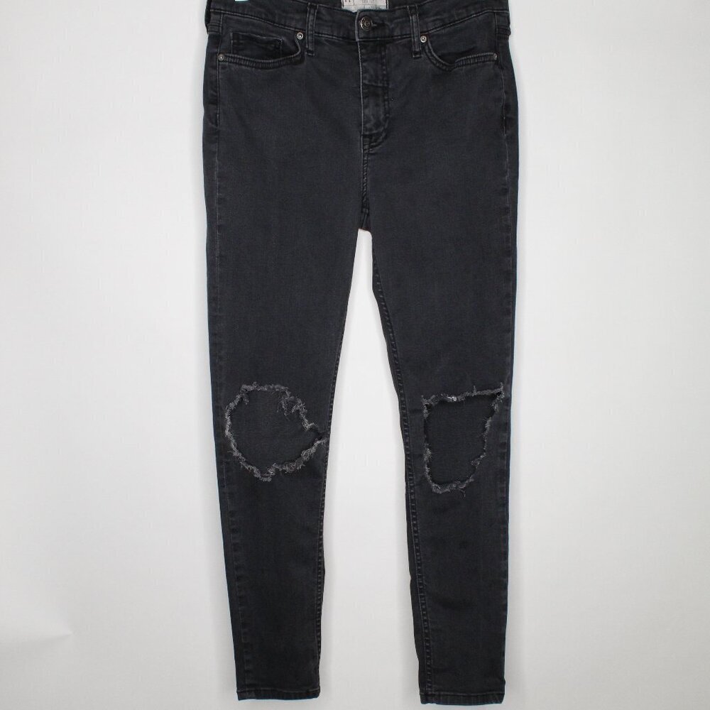 Free People Black Worn Skinny Jeans